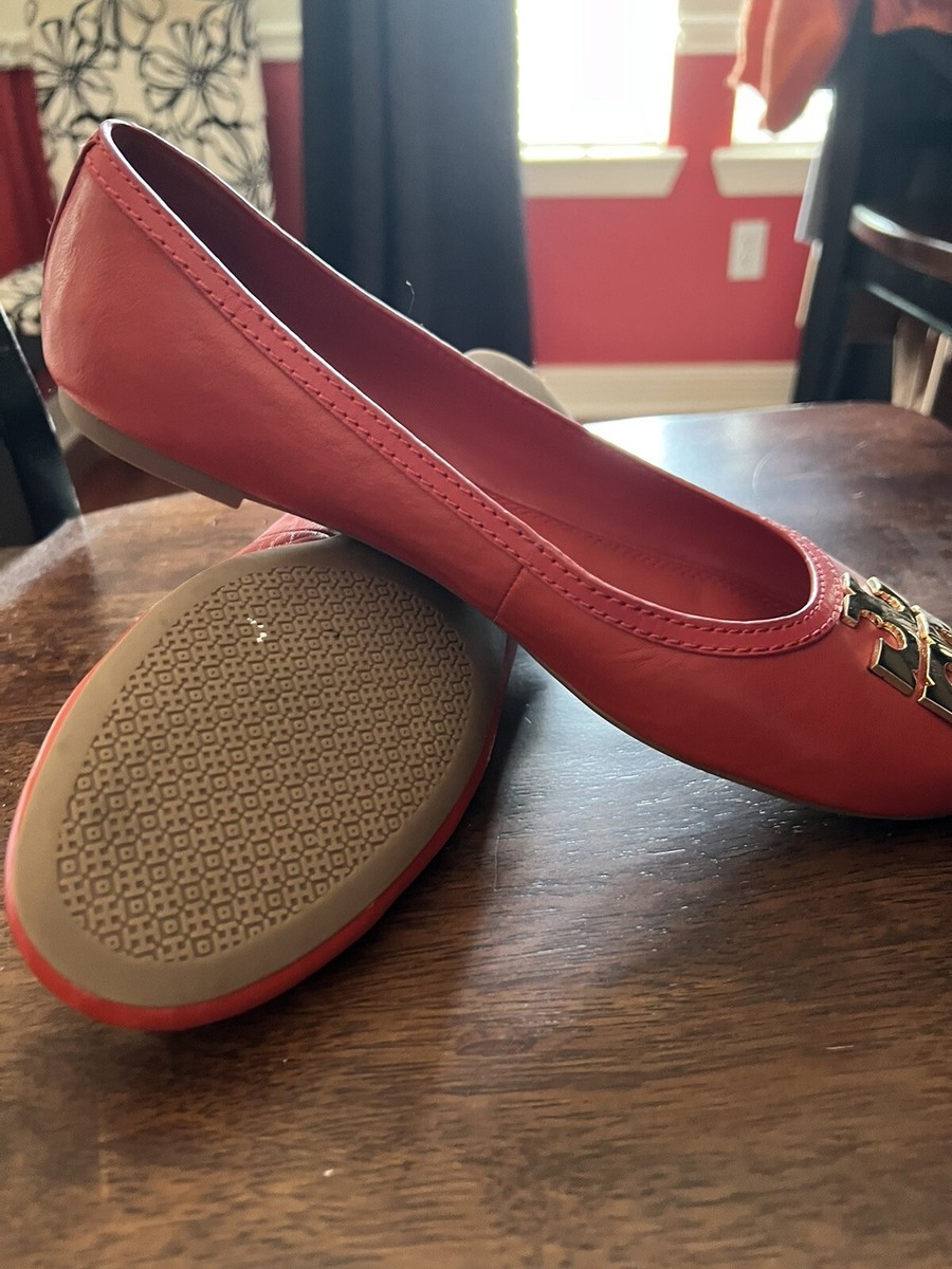 Tory Burch【新品未使用】フラットシューズ 朱色オレンジ／24cm Tory Burch（バレエシューズ ・ オレンジ/橙色系）のフリマ