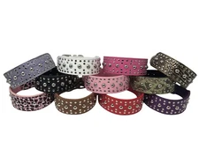 Dog Collar, Studded Rivet, Adjustable Faux Leather,  2" wide,  S M L XL