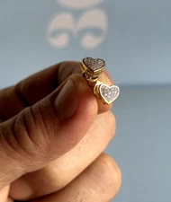 Diamond Heart Earrings 10K Gold 0.05ct. VS2 Cut Screw Back Stud Earrings