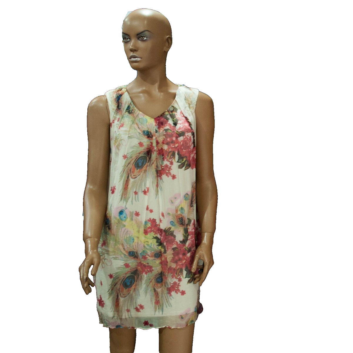 traffic people silk dress Traffic People floral silk chiffon mid length sleeveless dress Lined Size S