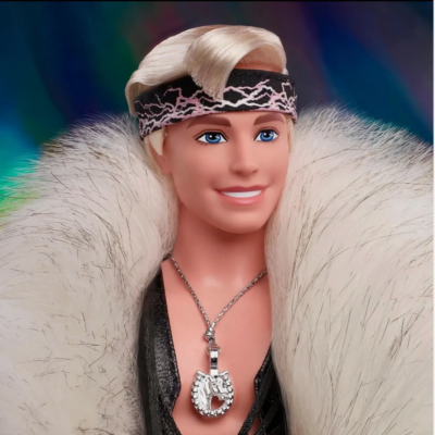 激レアヴィンテージ KENSHO ABEムートンファースキーウェア セットアップ Ken Doll in Faux Fur Coat and Black Fringe Vest – Barbie The Movie