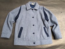 Vintage Heather Valley 100% Wool Jacket Grey Navy 80s Retro Made In Uk Size 12