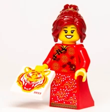New Lego BAM 2022 Minifigure - Chinese New Year Tiger Lady Woman with Tile