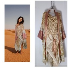 New Handmade Bespoke Kimono Coat One Size Matching Silk Dress Gown Free Size