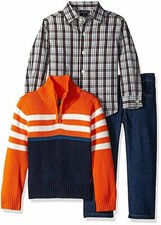 Nautica Boys' 3 Piece Set with Shirt, Quarter Zip Sweater and Pant MSRP 59.50