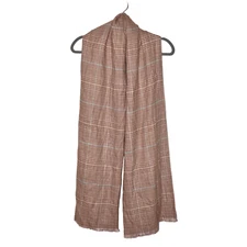 CARA NEW YORK NEW $50 Plaid Fringe Rectangle Scarf in Blush OS One Size