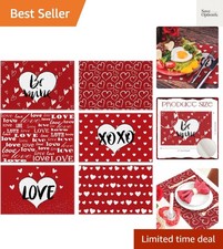 Red Love Valentine's Day Placemats Set of 6, Love Heart Seasonal Farmhouse 12...
