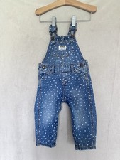 Girl s 12M 12 Months Oshkosh B Gosh Blue Denim Overalls White Heart Toddler Baby