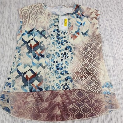 Keren hart Sleeveless Top Women's  Small Layered Geometric Print Multicolor 