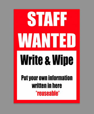 Wir stellen Stellenanzeigenmitarbeiter ein trocken abwischbar schreiben Poster wiederverwendbar Text hinzufügen