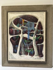 Mid Century Painting Surrealist Modernist James Vance AWS Listed Vintage Abode