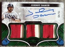 /49 2025 Topps Tier One Johnny Damon Triple Patch Relic Auto Green #AT1R-JDA MLB