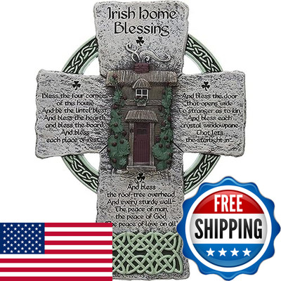 Cathedral Art Irish Home Blessing Resin Wall Cross Housewarming Or Wedding Gift