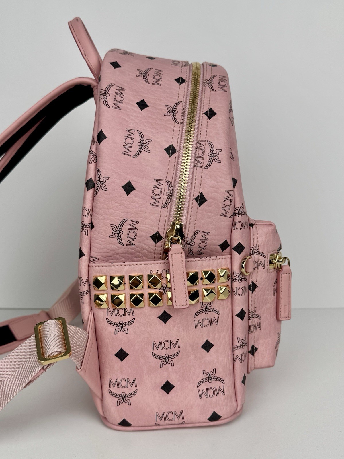 MCM Stark Side Stud Small Backpack Pink Visetos M… - image 6