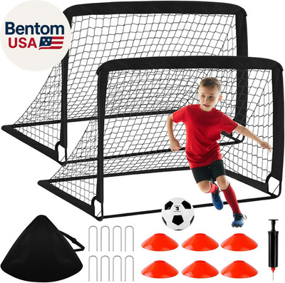 Kids Soccer Goals for Backyard Set - 2 Pack of 4' X 3' Portable Pop up Soccer Ne