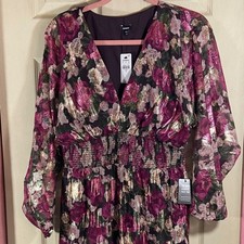 Express Floral Long Sleeve Dress in Pink and Purple Medium NWT