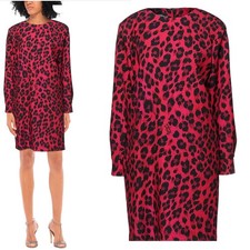 BOUTIQUE MOSCHINO DRESS LEOPARD PRINT PINK FUCHSIA LONG SLEEVE IT 40 US 6