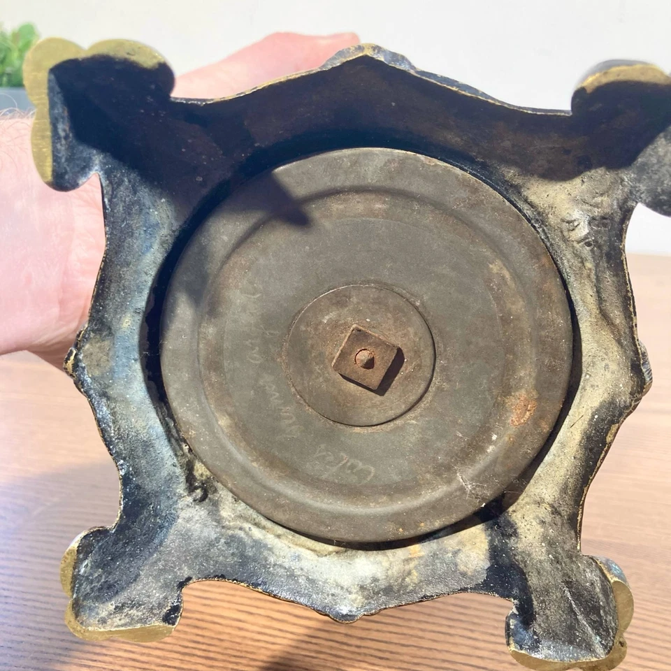 Lampe à huile ancienne verre torsadé bleu – Laiton et fonte – Style Murano 1920 - Photo 4/4