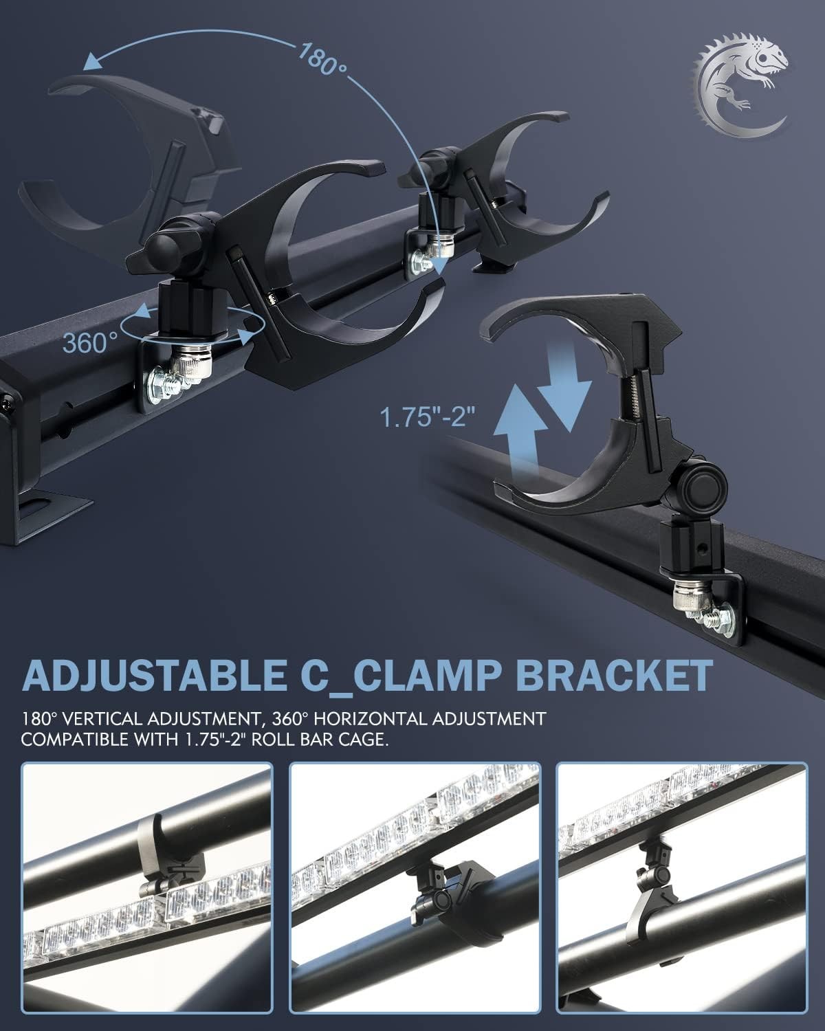 30'' UTV LED Chase Light Bar w/ 1.75''-2'' Roll Cage Mount Bracket Rear RYWBR 