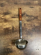 Vintage Robinson Soup Sauce Ladle Stainless Steel Wood Handle USA 11.5 - 12”