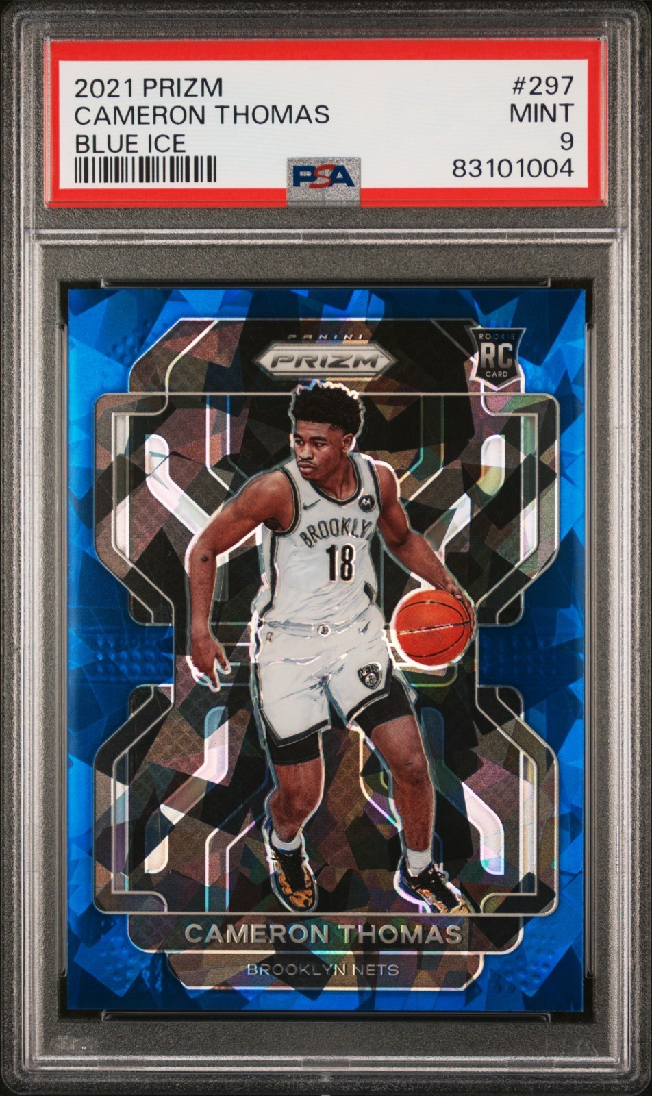 CAMERON Cam THOMAS 2021 Prizm #297 Blue Ice Rookie RC /125 PSA 9 MINT Nets