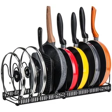 Toplife Pots and Pans Organizer Rack for Cabinet and Countertop, 10+ Pot Lids...