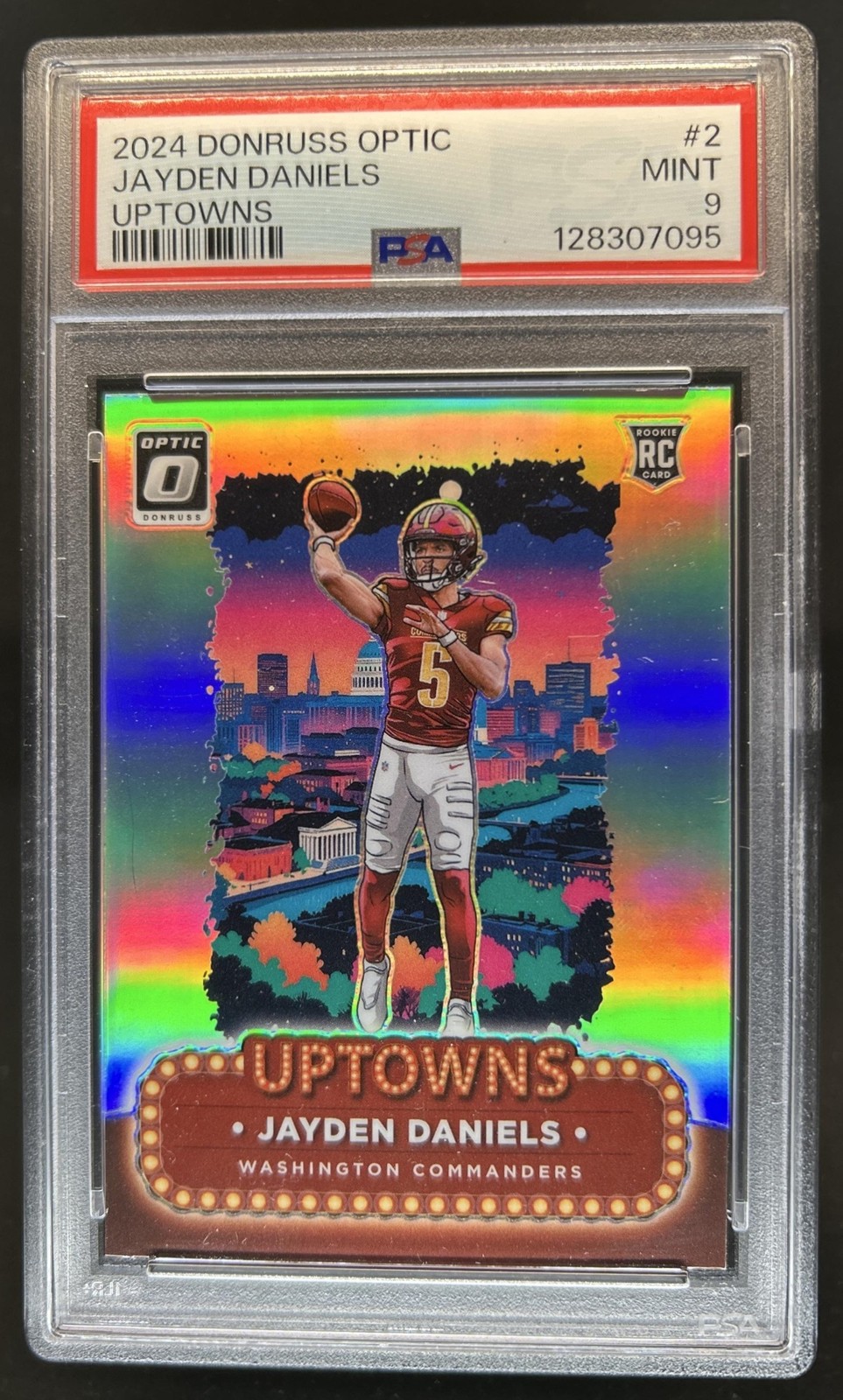 2024 Panini Donruss Optic Jayden Daniels Uptowns RC Rookie Prizm SSP #2 PSA 9 view 1