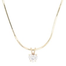 .85ct Heart Shaped Diamond Solitaire Pendant on 24.25" Necklace 14k Yellow Gold