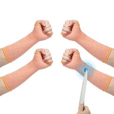 2Pairs m Arm Protectors Sleeve Cut Resistant Sleeve with Thumb Hole Orange