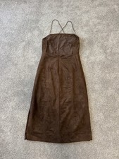 Anthropologie Strappy Faux Suede Brown Midi Dress, NWOT, Size 4