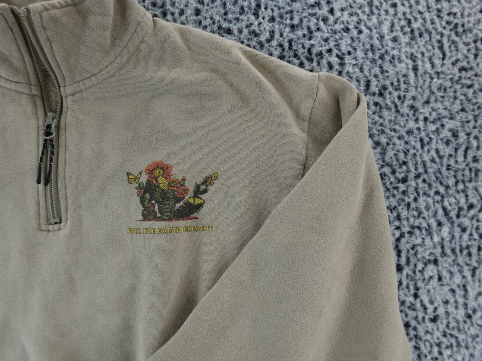 Parks Project Brown 1/4 Zip Pullover Medium Feel The Earth Breathe Sweatshirt