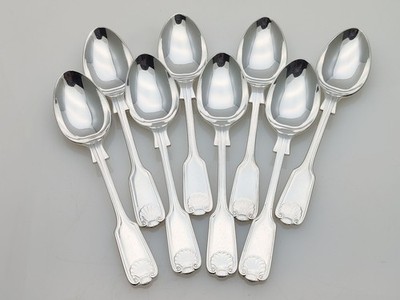 Geigenfaden Muschelmuster 8x Teelöffel EPNS versilbert Arthur Price
