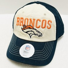 NFL Team Apparel Denver Broncos Wordmark Logo Hat Cap Adjustable Blue NFL