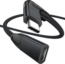 UseBean Right Angle USB C Extension Cable 6FT, 90 Degree USB-C 3.1 BLACK