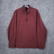 Van Heusen Sweater Mens XL Extra Large Red 1/4 Zip Pullover Mock Neck Preppy