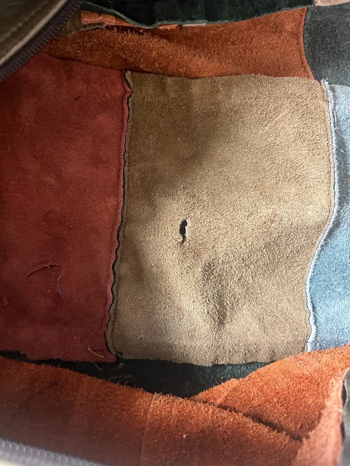 Vintage LEATHER PATCHWORK Large Shoulder Crossbod… - image 18