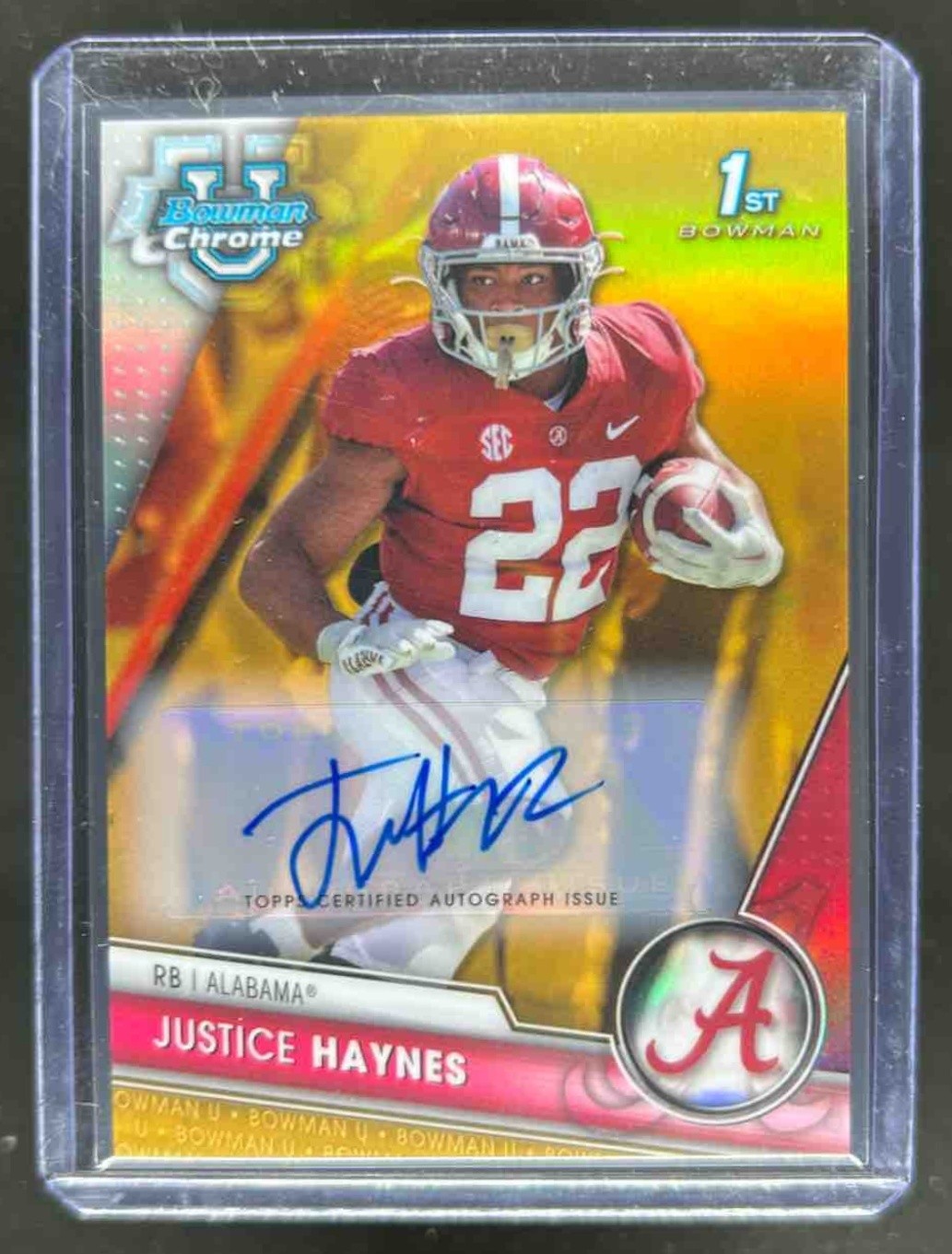 2023 Bowman U Chrome Justice Haynes Auto 1st Prospect Gold Refractor #27/50