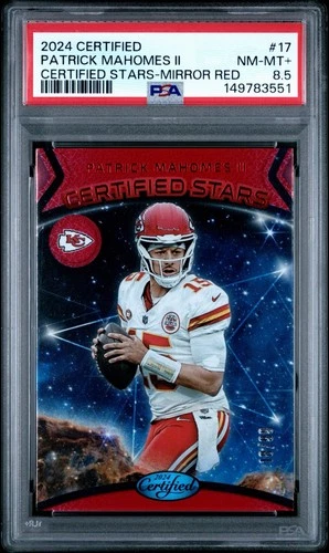 2024 Panini Certified - Certified Stars Patrick Mahomes Red Mirror /99 PSA 8.5