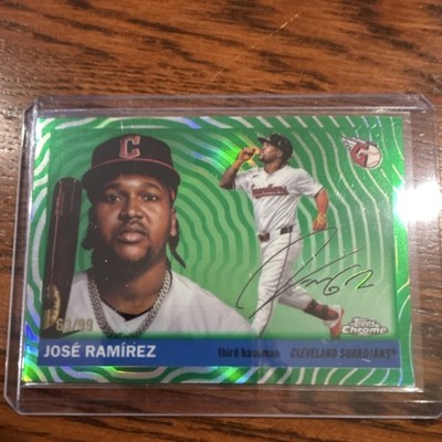 Topps 2025 Topps Chrome José Ramírez #75 Green Serial Numbered /99 Guardians