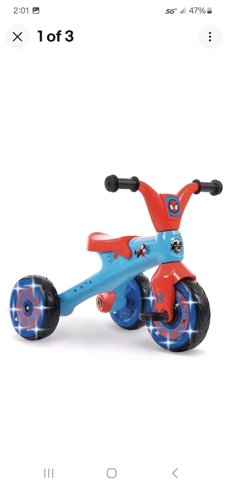 Huffy Spidey and His Amazing Friend Triciclo Luces LED Asiento Almacenamiento 29122 NUEVO SELLO Foto 2 de 2