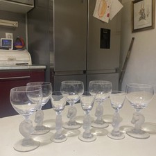 RARE 8 verres en cristal attribué à baccarat pied tête de cheval