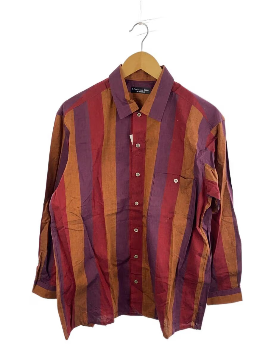 Christian Dior MONSIEUR Long Sleeve Shirt, Medium, Cotton, Multicolor Stripes