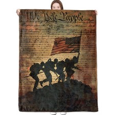 American Flag and Soldier Silhouettes Blanket Patriotic Throw Blankets Lightw...