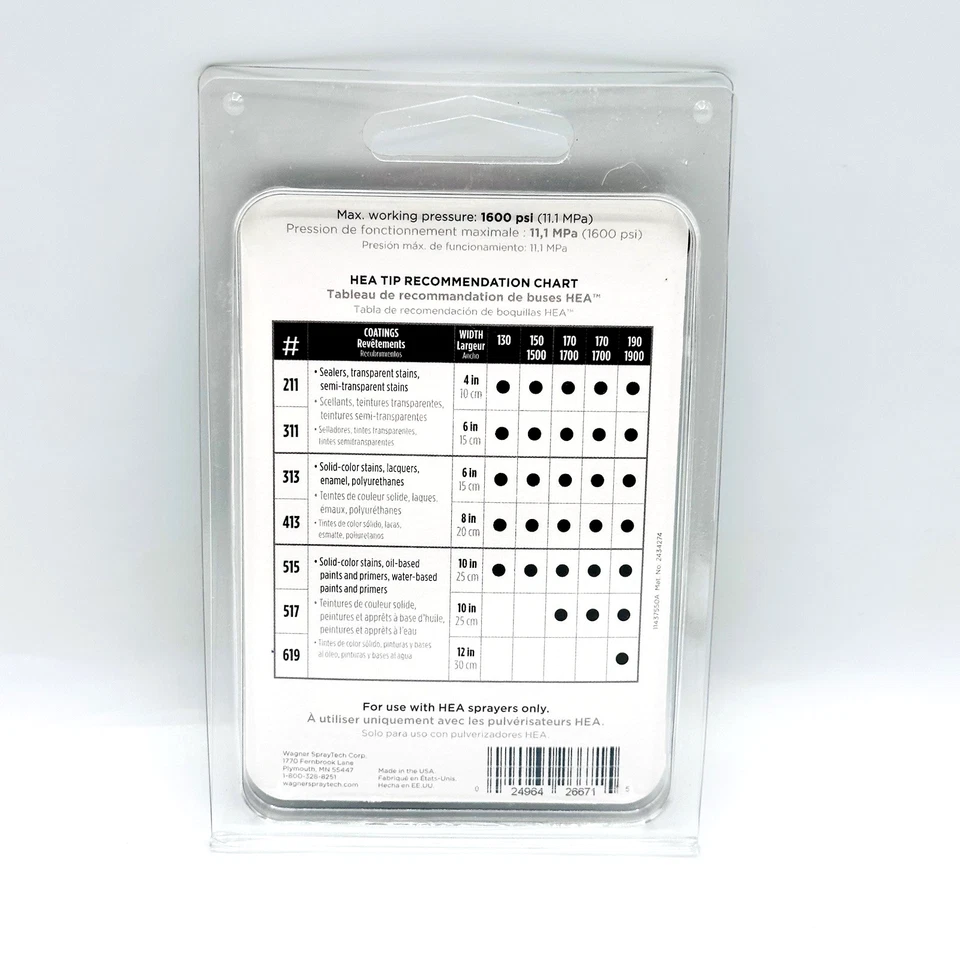 Wagner Titan HEA Control Pro y ControlMax - Punta de pulverización 353-619 - Nuevo y sellado Foto 4 de 4
