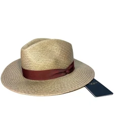RAG & BONE Womens Panama Packable Straw Ribbon Hat Olive Green (MSRP $250)