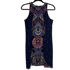 Banana Republic Blue Sleeveless Paisley Print Sheath Dress Womens 4 Casual Beach
