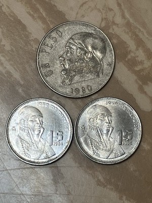 1980, 1984, 1985 Mexico $1 Peso Old Antique Mexican Foreign World Coins