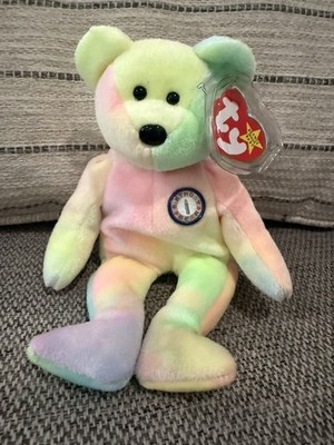1999 B.b Birthday Bear Rainbow B-day Ty Beanie Baby Retired MWMT 10th Gen