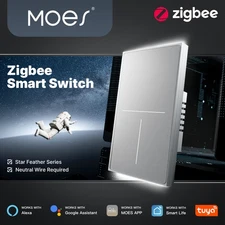 MOES ZigBee Smart Wall Light Switch Full Touch Anti-Glare Panel Alexa Google App