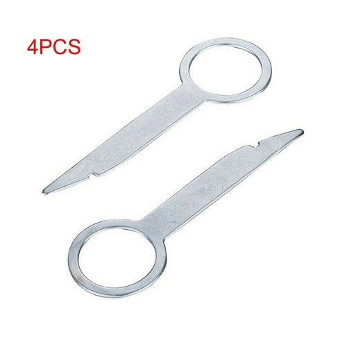 4 Pieces Auto New Car Radio Removal Tools 8cm Release Tool Keys Silver - Picture 4 of 12